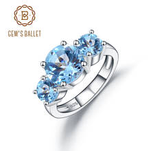 GEM'S BALLET Natural Round Sky Blue Topaz Three Stone Wedding Band Rings 925 Sterling Silver Birthstone Ring For Women Jewelry 2024 - buy cheap