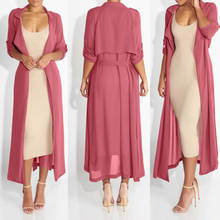 2020 Women Beach Dress Chiffon Cardigan Long Sleeve Maxi Dress Solid Mesh Cover-up Transparent Femme Vestidos Sundress 2024 - buy cheap