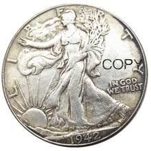 Eua 1942 impressão digital liberty meio dólar banhado a prata cópia de moedas 2024 - compre barato