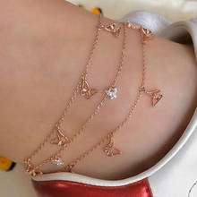 3 Pcs/Set Fashion Simple Crystal Butterfly Anklets Set Cute Gold Anklets for Women Foot Jewelry Gifts 2024 - buy cheap