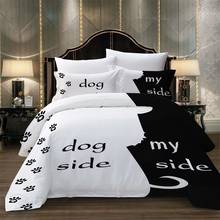 Meu lado, jogo de cama do lado do cão gêmeo completo quee rei roupa 3 pçs capa edredão + fronha luxo têxteis para casa preto branco bedset 2024 - compre barato