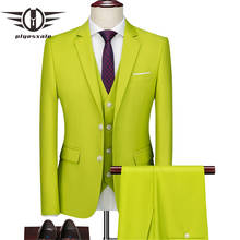 Plyesxale Fluorescent Green Groom Wedding Suit For Men 2020 Costume 3 Pieces Homme Business Formal Men Tuxedo Suit M-6XL Q1017 2024 - buy cheap