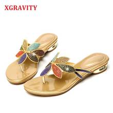 XGRAVITY New Bohemia Shoes Lady Casual Leaf Shoes Sexy Crystal Rhinestone Design Women Sandal Hot Ladies Flip Flop Slippers B260 2024 - buy cheap