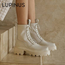 Lupinus chunky heel ankle boots feminino para couro genuíno botas de alta renda botas chelsea 2020 marca de luxo botas de couro feminino 2024 - compre barato
