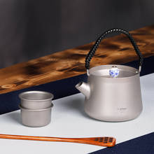 Tiartisan-TETERA de titanio ultraligera, taza pequeña de té de 240ml con 35ml, para acampar, café, Picnic 2024 - compra barato