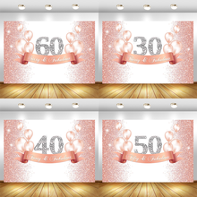 Happy 30th 40th 50th 60th Birthday Backdrop Flash Rose Gold Dot Birthday Photography Background Diamond Balloon Fabulous Banner 2024 - buy cheap