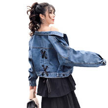 2021Spring Autumn Denim Jackets Woman Korean Long-Sleeved Tie Cowboy Clothes Short Coat Outer Wear Thin Loose Jacket Women Tops 2024 - buy cheap