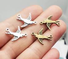 50pcs/lot--20x17mm, bird cham,Antique silver plated/bronze plated Swallow Connector charms  ,DIY supplies, Jewelry accessories 2024 - buy cheap