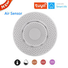 Tuya-Sensor de aire inteligente con Wifi, Detector de CO2 HCHO VOC, Sensor de dióxido de carbono de formaldehído, Detector de automatización del hogar, alarma de ruido 2024 - compra barato