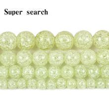 Cuentas de cristal de grieta verde claro Natural para la fabricación de joyas, cuentas redondas de piedra suelta de 6mm-12mm, bricolaje, pulsera, collar, mujer de 15 pulgadas 2024 - compra barato