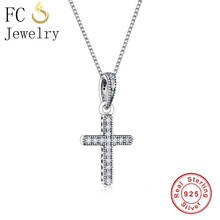 FC Jewelry 925 Sterling Silver Catholic Rosaries Cross Pave Zirconia Necklace Pendant Women Ballet Chain Choker Fashion Trinket 2024 - buy cheap