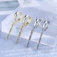 Women's Fashion Fresh Bohemia Tiny Hoop Earrings Small Huggies With Long Pendant Colorful Zircon Charming Dangle Earring Jewelry 2024 - buy cheap