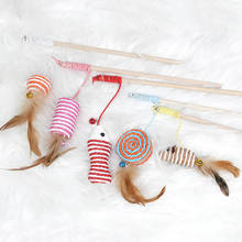 30cm Pet Cat Teaser Toys Feather Linen Wand Cat Catcher Teaser Stick Cat Interactive Toys Wood Rod Mouse Toy With Mini Bell 2024 - buy cheap