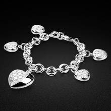 Pulsera de plata 925 para mujer, colgante de cinco corazones, cadena Rolo, joyería, accesorios de fiesta, regalo 2024 - compra barato