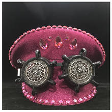 Sombrero de policía con clase de Metal para mujer, gorro militar Steampunk, auténtico, de capitán, color rosa 2024 - compra barato