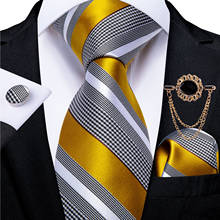 Corbatas de seda 100% para hombre, corbata de 8cm con rayas blancas y amarillas para negocios, boda, fiesta, accesorios para hombre, ropa para el cuello 2024 - compra barato