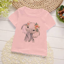 Summer Girls Clothes Streetwear Boys Shirts Floral Flower Elephant Baby Girl Tops Cartoon Kawaii Kids T-shirt Short Sleeve Sweet 2024 - buy cheap