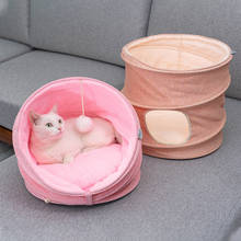 Cama cálida para gato, casa divertida semicerrada para cachorro y gatito, nido acogedor, cueva plegable en cuatro formas, suministros para mascotas 2024 - compra barato