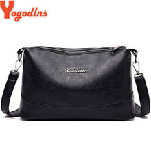 Yogodlns Double Pockets Sling Bags Soft PU Leather Women Crossbody Bag with Two Strap Shoulder Female Messenger Bags Black 2024 - buy cheap