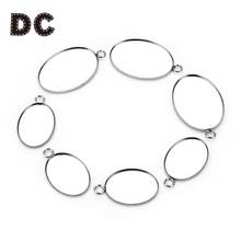 20Pcs/lot 13X18mm/18X25mm Stainless Steel Oval Shaped Pendant Cabochon Base Setting With Loops Blank DIY Jewelry Bezel Trays 2024 - buy cheap