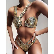 Sexy Golden Bikini 2020 Mujer Shiny Snake Biquini Irregular Swimwear Women Swimsuit Bathing Suit Pink Swimming Suit One Piece 2024 - buy cheap