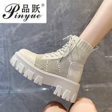 women Lace Up Gothic Combat Ankle Boots Woman Shoes Army Black  Knitted breathable socks and boots for summer 2024 - buy cheap