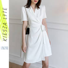 Vestido blanco estilo Blazer para mujer, traje elegante de manga corta con cordones, para verano, 2021 2024 - compra barato