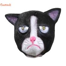 Cosmask-Máscara de látex de goma con cabeza de Animal, máscara de gato negro infeliz para fiesta de disfraces de Halloween, novedad 2024 - compra barato