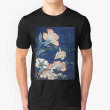Винтажная модная футболка Katsushika Hokusai с пионами и канарками, милые красочные футболки с рисунком героев мультфильмов 2024 - купить недорого