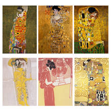 DIY Алмазная Настенная картина Kiss By Gustav Klimt наклейка картина 5D персонаж полностью круглая дрель ретро вышивка крестиком домашний декор вышивка 2024 - купить недорого