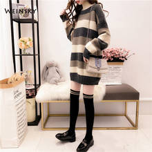 Women Striped Knitted Sweater And Pullovers Korean Fashion Casual Style Turtleneck Sweaters 2019 Autumn And Winter New Tops 2024 - buy cheap
