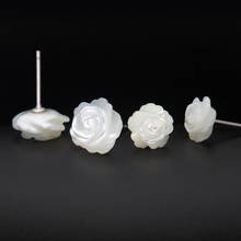 real. 925 Sterling Silver White Natural Shell Carved Rose Flower Ear Earrings Stud 10MM 8mm GTLE236 2024 - buy cheap