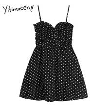 Yitimuceng Polka Dot Spaghetti Strap Dresses Women Summer Backless Sexy Camisole High Waist Black 2021 Korean Fashion New Dress 2024 - buy cheap