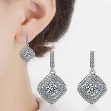 Luxurious 925 Sterling Silver Drop Earrings Mosaic Shiny CZ Zircon Square Earring oorbellen brincos pendientes Fine Jewelry Gift 2024 - buy cheap