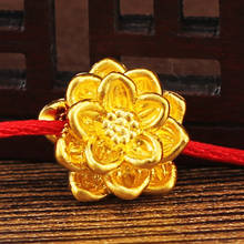 1PCS Real 999 24k Yellow Gold Pendant Unisex 3D Luck Lotus Flower Bead 1-1.2g 2024 - buy cheap