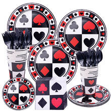 Poker Theme Party Disposable Tableware Paper Cup Plate Napkins Banners Kids Birthday Party Supplies Playing Card Wedding Decor 2024 - buy cheap