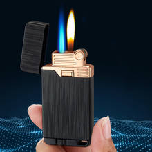 Outdoor Two Flame Jet Gas Lighter Grinding Torch Turbo Flint Lighter Free Fire Butane Metal Windproof Cigarette Cigar Lighter 2024 - buy cheap