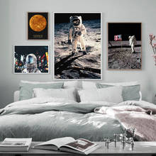 Pintura sobre lienzo de astronauta, traje espacial, Venus, Bandera de aviación, arte de pared, carteles nórdicos e impresiones, imágenes de pared para decoración de sala de estar 2024 - compra barato
