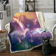 Soft Bed Cover Cartoon Unicorn Kids Winter Home Sherpa Fleece Blanket Girls Dreamy Sofa Travel TV Blanket 150x200cm for Teens 2024 - buy cheap