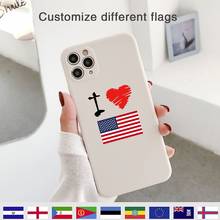 Custom Liquid silicone love heart Phone Case For iPhone 11 12 Pro MAX XS XR X 12Mini 7 8 Plus SE2 DIY Different flags Soft Cover 2024 - buy cheap