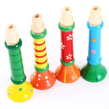 Silbato de cuerno pequeño de madera para niños, 1 unidad, instrumento Musical, juguete Vocal colorido 2024 - compra barato