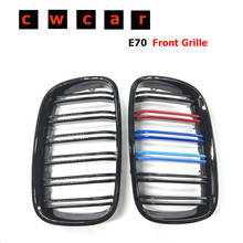 A Pair 2007-2013 X5 e70, X6 e71 M Color 2 lines Slat Kidney Grille Front Grill For e70 e71 Car Mesh bumper Grills Top Quality 2024 - buy cheap