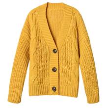 Женский свитер, повседневный однотонный пуговицы для свитера, женская вязаная куртка с длинным рукавом, свитер, кардиган для женщин, maglioni donna L826 2024 - купить недорого