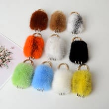 Real Mink Fur Wolf Paw Keychain Flurry Pompom Car Key Ring Charm Car Keyring Love Plush Pendant Keychain Party Men Gift Jewelry 2024 - buy cheap