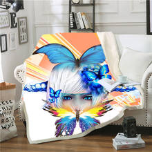Manta de franela suave con estampado de mariposas de colores, manta de Cachemira doble 3D para dormitorio, sofá, oficina, viaje, siesta 2024 - compra barato