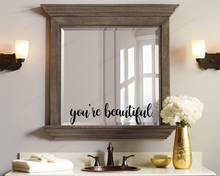 You're Beautiful-pegatina de espejo, vinilo, cita de espejo, mural de arte extraíble, decoración de baño, HJ1045 2024 - compra barato