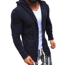 2021 New Men's High Street Long Cardigan Sweaters Mens Slim Fit Hooded Cardigans Solid Color Knitted Outerwear Sweater 2024 - buy cheap