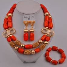 Fashion Orange Coral Beads Costume Necklace African Jewelry Set Nigerian Wedding Bridal Jewelry Sets 321-J2 2024 - buy cheap