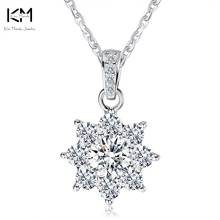 KISS MANDY Luxury Crystal Snowflake Pendants&Necklaces Genuine 925 Sterling Silver Necklace Gift for Women SN44 2024 - buy cheap