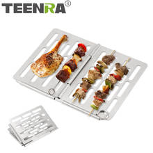 TEENRA Foldable BBQ Burning Board Portable Barbecue Baking Tray Stainless Steel BBQ Mesh Grill Grid Non-stick Camping Tools 2024 - buy cheap